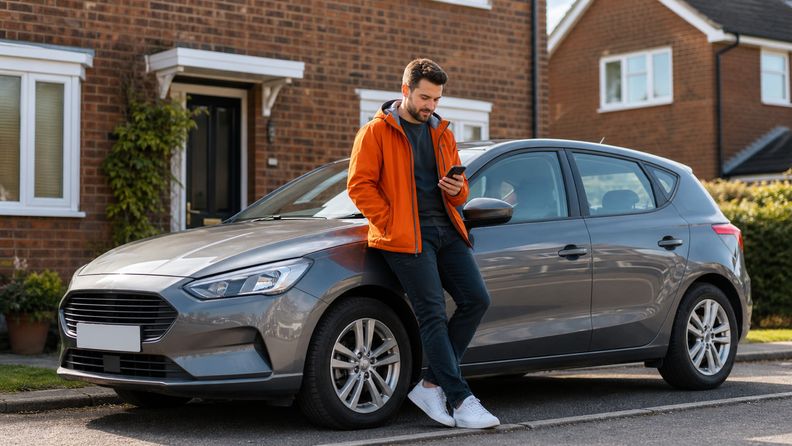 UK driver checking short-term vehicle insurance before collecting a borrowed car