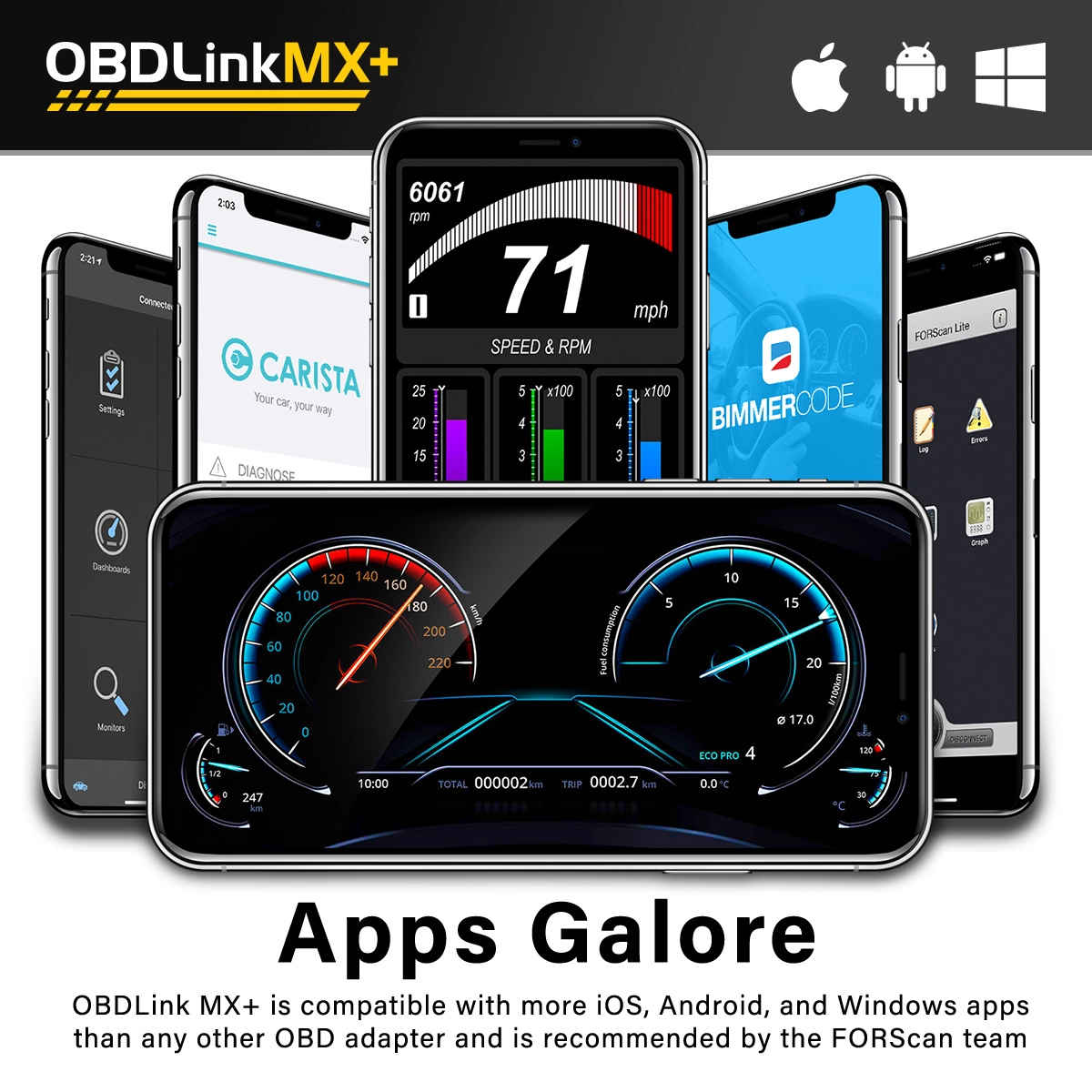 OBDLink LX vs MX+ app compatibility image for OBDLink MX+